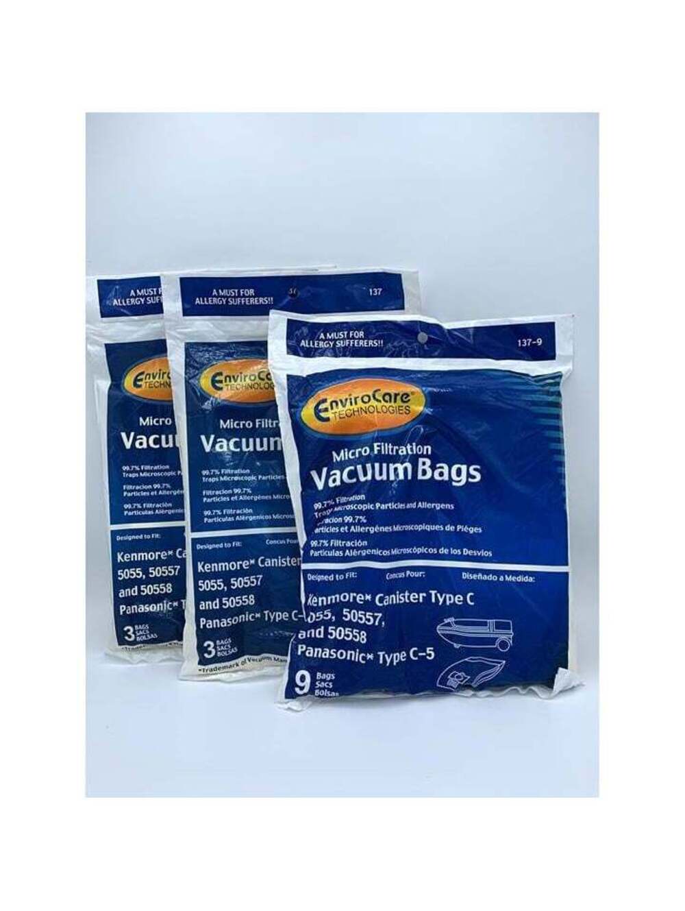 Vacuum Bags Micro Filtration, Canister Type C, 5055 50557 50558 15 Bags, NEW